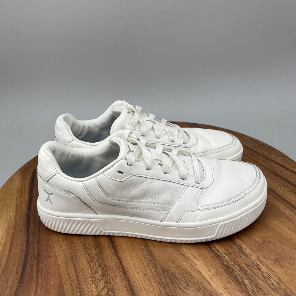 Flux Footwear Adapt Shoes Mens 10 White Leather Trainer Comfort Walking Sneakers